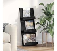 Magazine Rack Black Oak 43x11x102cm Engineered Wood Tall Slim Modern Stand Unit