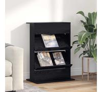 Magazine Rack Black Oak 70 x 41 x 96 cm Engineered Wood 4-Shelf Minimal Unit