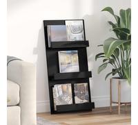 Magazine Rack Black Oak Engineered Wood 51x11x102cm 3-Shelf Slim Storage Ideal