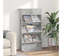 Magazine Rack Concrete Grey 70x41x126cm Engineered Wood 4-Shelf Slim Organizer.