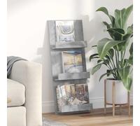 Magazine Rack Concrete Grey Engineered Wood 43x11x102cm 3-Shelf Slim Tower Home