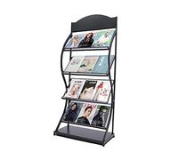 Magazine Rack Floor-Standing Information Rack, A4 Brochure Newspaper Storage Holder Literature Floor Display Stand Single Page Simple Iron for Trade Show, Exhibitions (Black)