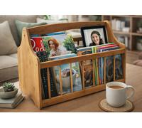 WOODEN MAGAZINE RACK FREE STANDING NEWS PAPER MAIL SHELF STORAGE HOLDER STAND