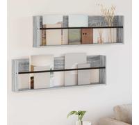 vidaXL Magazine Rack with Shelf 2 pcs Grey Sonoma 100 x 12 x 30 cm