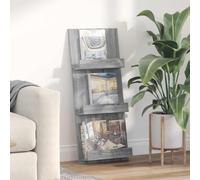 Magazine Rack Grey Sonoma 43x11x102cm Engineered Wood 3-Shelf-Slim Compact Home