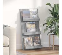 Magazine Rack Grey Sonoma 51x11x102cm Engineered Wood 3-Shelf Slim Storage Home
