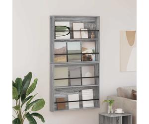Magazine Rack GreySonoma 80x12x70cm Engineered Wood Wall-Mounted Modern Shelf