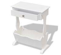 Magazine Newspaper Rack Holder Organizer Storage Side Table Night Stand White