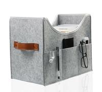 Magazine Rack, Newspaper Collector, Foldable Modern Felt Storage Basket, 3 Storage Compartments, Leather Double-Sided Handles, Matching Newspaper Basket for Home and Living Room, Size 38 x 26 x 30 cm