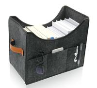 Magazine Rack, Newspaper Collector, Foldable Modern Felt Storage Basket, 3 Storage Compartments, Leather Double-Sided Handles, Matching Newspaper Basket for Home and Living Room, 38 x 26 x 30 cm (Deep