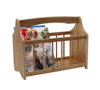 Magazine Rack Robust Bamboo with Handle for Newspapers Newsletters Crosswords Books Storage Natural