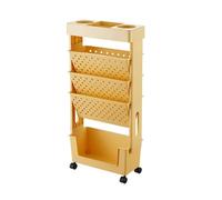 Magazine Rack Rolling Cart, 5 Tier Mobile Trolley Shelf Unit with Wheels, Multi-Purpose Utility Storage for Books and Files