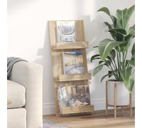 Magazine Rack Sonoma Oak 43x11x102 cm Engineered Wood 3-Shelf Slim Storage Unit