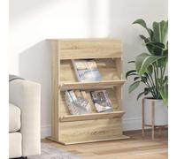 Magazine Rack Sonoma Oak 70x41x96cm Engineered Wood 4-Shelf Compact StorageUnits