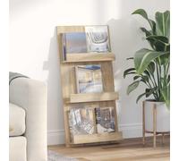 Magazine Rack Sonoma Oak Engineered Wood 51x11x102 cm 3-Shelf Slim Vertical Tall
