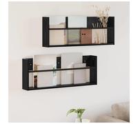 Magazine Rack Wall Mount Black Oak 80x12x30cm Engineered Wood Slim Organizer Pro