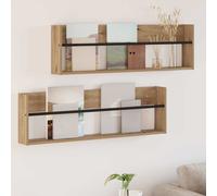 Magazine Rack Wall-Mounted 100x12x30cm Artisan Oak Engineered Wood Shelf Durable
