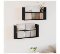 vidaXL Magazine Rack 2 pcs Black Oak 60 x 12 x 30 cm Engineered Wood