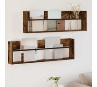 vidaXL Magazine Rack 2 pcs Smoked Oak 100 x 12 x 30 cm Engineered Wood