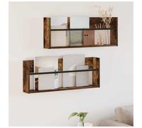 vidaXL Magazine Rack 2 pcs Smoked Oak 80 x 12 x 30 cm Engineered Wood