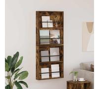 Magazine Rack Wall-Mounted Smoked Oak Engineered Wood 60x12x70cm Space-SaverSlim
