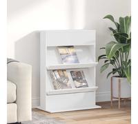 Magazine Rack White Engineered Wood 70x41x96cm 4-Shelf Minimalist Slim Storage +
