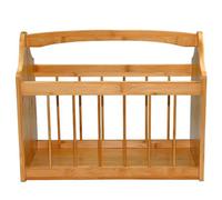 Magazine White Rack Holder Stylish Curved Newspaper Basket Inset Handles Storage - Brown