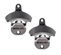MAGCAP Outdoor Bottle Opener Wall Mounted - Style Magnetic Beer Bottle Opener that Catches Caps - Easy to Install and Incredibly Convenient (2, Gunmetal Black)