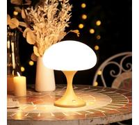 MAGCHARM Mushroom Lamp, 5W LED Table Lamp, Cordless Rechargeable, Opal Glass Shade, Dimmable Touch Lamp, 3 Color Temps, Bedside Nightstand Lamp, Mid Century Modern Lamp for Bedroom, Aesthetic, Outdoor