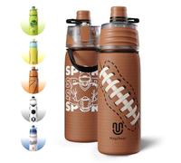 magcheer 600ml Insulated Water Bottle with Spray Mist for Kids（Rugby） | Vacuum-Insulated Stainless Steel, Dual-Sided 3D Pattern,Carry Handle,Wide Mouth,BPA-Free, Leakproof, for Sport & Outdoor