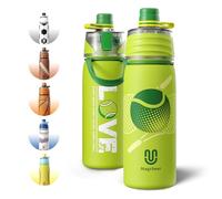 magcheer 600ml Insulated Water Bottle with Spray Mist for Kids（Tennis） | Vacuum-Insulated Stainless Steel, Dual-Sided 3D Pattern,Carry Handle,Wide Mouth,BPA-Free, Leakproof, for Sport & Outdoor