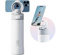 magcheer 750ml Magnetic Water Bottle with Phone Holder Compatible with MagSafe Insulated Gym Cold Drink Bottle for 24 Hours Tripod Bottle for Travel & Fitness Selfie(White)