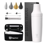 Magcheer Insulated Cocktail Shaker 900ml with Built-in Jigger | Premium Cocktail Making Kit | Antifreeze Double-layer Barkeeper Set with Travel Storage Bag for Beginners and Bartenders(White)