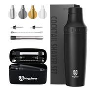 Magcheer Insulated Cocktail Shaker 900ml with Built-in Jigger | Premium Cocktail Making Kit | Antifreeze Double-Layer Barkeeper Set with Travel Storage Bag for Beginners and Bartenders(Black)