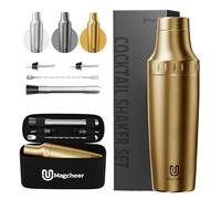 magcheer Insulated Cocktail Shaker 900ml with Built-in Jigger | Premium Cocktail Making Kit | Antifreeze Double-layer Barkeeper Set with Travel Storage Bag for Beginners and Bartenders(Gold)