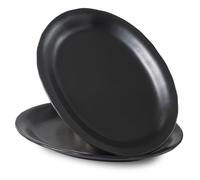 Magclay Ceramic Serving Platter, 13.7 Inch Large Oval Serving Trays, Dinner Plates, Serving Dish Set for Dessert Appetizers Meat/Entertaining/Party, Set of 2, Matte Black
