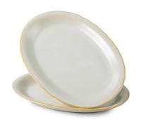 Magclay Ceramic Serving Platter, 13.7 Inch Large Oval Serving Trays, Dinner Plates, Serving Dish Set for Dessert Appetizers Meat/Entertaining/Party, Set of 2, Reactive Glaze