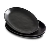 Magclay Porcelain Serving Platters, 12 Inch Large Serving Trays, Oval Serving Plates for Dessert Appetizers Meat/Entertaining/Party, Set of 3, Matte Black