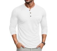 MAGCOMSEN Long Sleeve Tshirt Mens Henley Casual Moisture Wicking Shirts Lightweight Cotton Three-Button Shirts for Men,White,3XL