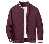MAGCOMSEN Men's Baseball Jacket Thin Varsity Jacket for Men Bomber Wind Breaker Jacket Summer Coats Outdoor Red Tops Jackets Casual Clothing with Mulit Pockets