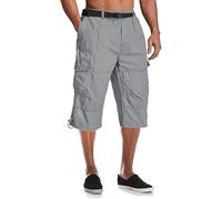 MAGCOMSEN Mens Cargo Shorts 3/4 Below Knee Length Work Capri Short Pants Summer Lightweight Casual Walking Cropped Trousers Light Grey,40