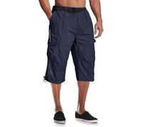 MAGCOMSEN Men's Cargo Shorts Cotton 3/4 Length Work Capri Long Short Below Knee Summer Casual Walking Breathable Pants with Pockets Navy,40