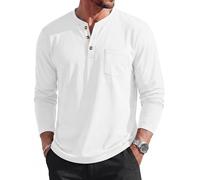 MAGCOMSEN Mens Long Sleeve Cotton T-Shirts Henley T-Shirt 3 Button Tops