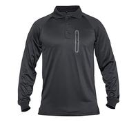 MAGCOMSEN Mens Long Sleeve Polo Golf Shirt Quick Dry Tactical Military Outdoor Shirt Work Casual Tops with Zip Pocket Army Hiking Dark Grey