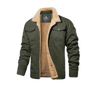 MAGCOMSEN Mens Military Jacket Fleece Lined Jackets Casual Daily Wear Coats Bomber Cargo Jackets Breathable Cotton Coat for Men Button Down Jackets Varsity Coat with Pockets, Army Green