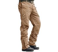 MAGCOMSEN Mens Military Trousers Work Cargo Trouser Winter Outdoor Hunting Clothing Mens Multi Pockets Climbing Trousers Cotton Hill Walking Trousers Brown