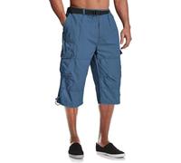 MAGCOMSEN Mens Shorts Cargo 3/4 Knee Length Cotton Short Work Casual Walking Summer Lightweight Capri Pants Cropped Trousers Blue,32