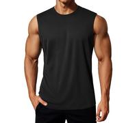 MAGCOMSEN Mens Vests Gym Training Sleeveless Tshirt Summer Breathable Running Top Sports Quick Dry Rash Vest,Black,3XL