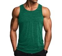 MAGCOMSEN Men's Vests Quick Dry Moisture Wicking Stretch Sleeveless Garment Sun-Proof Lightweight Casual T-Shirt Fitness Running Top Emerald Green