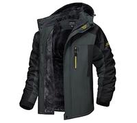 MAGCOMSEN Mens Waterproof Jackets Winter Thermal Parka Coats for Men Fleece Skiing Snowboard Jacket Men Multi Pockets Outdoor Work Rain Coats for Men Jacket Grey Black, XL